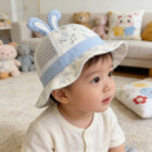 (Blue)Baby Boy Girl Summer Sunshade Cap With Breathable Cotton And Wide Brim Fashion