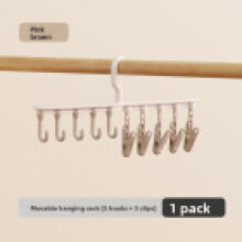 (Pink Brown Halfhook)Portable Plastic Clothes Tie Holder With Modern Style For Bedroom Wardrobe And