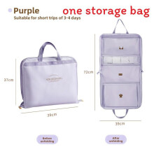 (Purple) Packing Travel Multiuse Pouch With Multi Layer Design For Clothing Cosmetics And