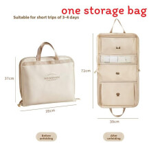 (Beige) Packing Travel Multiuse Pouch With Multi Layer Design For Clothing Cosmetics And
