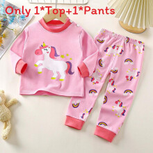 (Rose Pink, 110cm) Cotton Baby Unisex Pajama Suit With Long Sleeve And Pants For Comfort Indoor