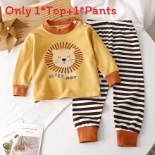 (Lion, 80cm) Cotton Sleepwear Childrens Twopiece With Cartoon And Floral Prints Comfort For Toddler