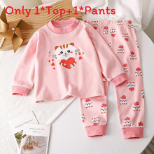 (Cat, 100cm) Cotton Sleepwear Childrens Twopiece With Cartoon And Floral Prints Comfort Toddler For