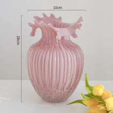 (Wave Mouth Pink) Luminous The In Dark Glass Vase Minimalist Nordic Handmade Style Noctilucent