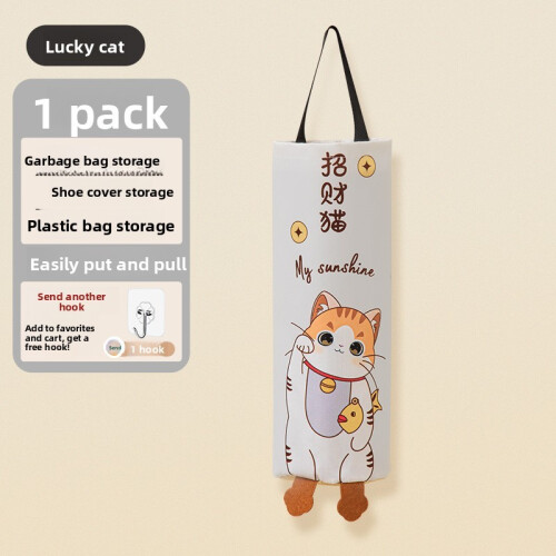 (Lucky Cat) Trash Bag Wallhanging Storage Solution With Polyester Fabric Kitchen For Use