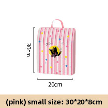 (Pink 30x20x8cm)Laundry Bag For Clothes With Cartoon Striped Cat Print And Durable Fabric Mesh