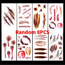 Random Halloween 8pcs Tattoo Stickers Set With Water Transfer Costume Party Art