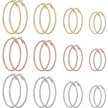 Hypoallergenic Hoop Earrings compatible with Women, 12 Pairs Stainless Steel Geometric Loop Earrings Set in Silver Gold Rose Gold