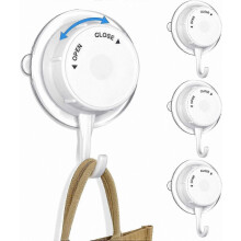 KINZON 4-Pack Suction Hooks compatible with Bathroom, Shower, Kitchen, Window - Reusable Towel Hooks