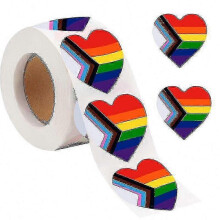 500 Pcs Rainbow Heart Pride Stickers, LGBT Roll Tape compatible with Parades & Party Decor