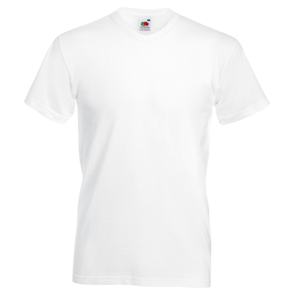 Fruit Of The Loom (4Xl, White) Mens Valueweight V-Neck, Short Sleeve T-Shirt