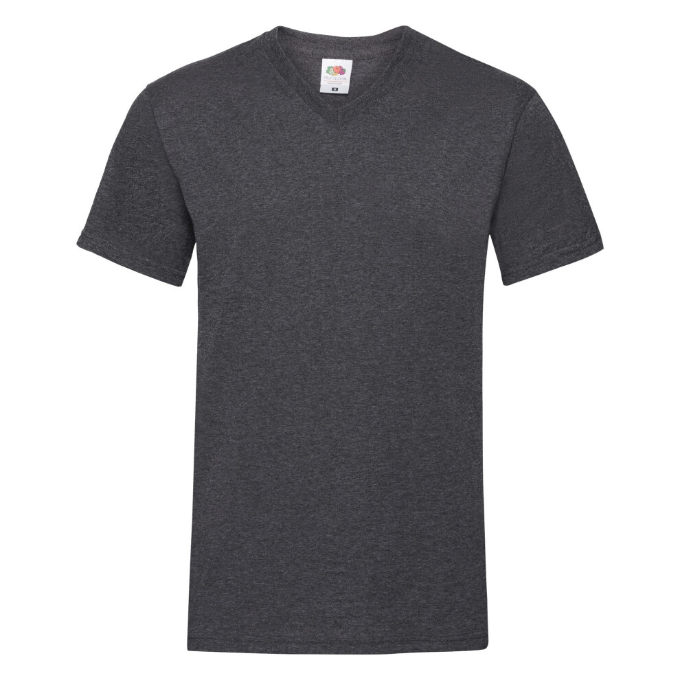 Fruit Of The Loom (L, Dark Heather) Mens Valueweight V-Neck, Short Sleeve T-Shirt
