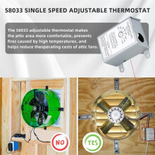 Single Speed Adjustable Thermostat for Lomanco F0510B2944,F0510B2497,35407,for Broan 97009317 Power Vent Attic Fan Motor