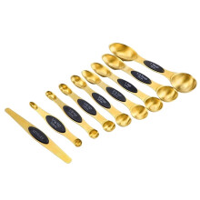 Juego de Cucharas Medidoras Magnéticas, de Acero Inoxidable, de Doble Cara, Apilables, de Doble Cara para Medir Ingredientes Secos y Líquidos