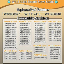 4 Szt. Wzmocnione Pokrętła Kuchenki W11517331 Pasujące do Kuchenki Elektrycznej dla , Zamienniki W10850027, W11117415