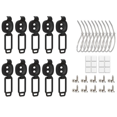 Adjustable Elastic Cable Clips, Cable Management, Black Self-Adhesive, Cord Organizer, for Home, Car, Under Desk,