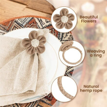Napkin Rings Set of 6 Handmade Rustic Napkin Rings Reusable Boho Napkin for Elegant Dining Table Decoration Khaki