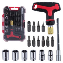 18-Piece T-Handle Ratchet Wrench & Screwdriver Set, Magnetic Multi-Bit Sockets, Adjustable Handle for Home & Garage