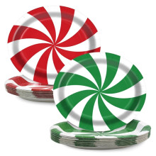 Christmas Party Decoration Paper Candy Plate with 50 Pieces of Christmas Mint Oval Paper,Suitable for Christmas Holiday