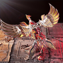 (Red) Fénix de fuego de baño, modelo de ensamblaje mecánico de metal 3D, rompecabezas tridimensional, adornos creativos de