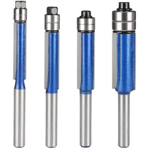 4 Stuks 1/4′′ Flush Trim Bit Houtbewerking Frees Cutter voor Hout Bit Face Sh TriMill Tools Carbide Cutter End Mill