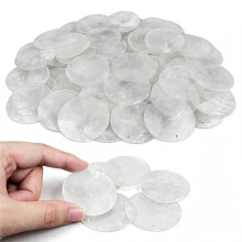 60 PCS Capiz Shells Round Natural Shells, 1.57 Inch White Round Capiz Shells with 2 Holes for Wind Chimes Curtain