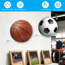 2Stuks Wandgemonteerde Basketbalopslagrek Acryl Voetbal Displaystand Multi-Functionele Ballen Displayplank Woonkamer