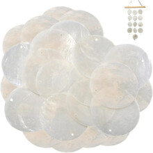 100PCS Capiz Shells,1.57 Inch Round Shells with Holes, Polished Natural Capiz Decor, DIY Sea for Crafting,Jewelry Making