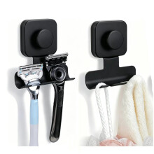 Suction Cup Holder - No-Drill Shower Hook for Shaver/Loofah/Towel, Stainless Steel, Holds 15lbs