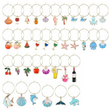 36pcs Wine Glass Charms Set - Ocean Themed Wine Glass Markers for Parties and Gatherings