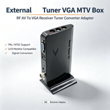 Externer TV-Tuner VGA MTV Box für LCD-Monitor RF AV zu VGA Receiver Tuner Konverter Adapter TV HDTV Box Unterstützt PAL/NTSC EU