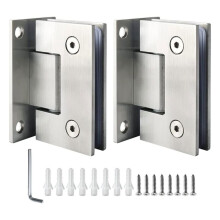 2 Pack 90 Grad Ramfria Glasduschdörrgångjärn, Borstad Duschdörrgångjärn 304 Rostfritt Stål Silver
