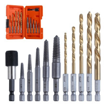 11Pcs Easy Out Screw Extractor Set, Titanium Left Hand Drill Bit & Bolt Extractor Kit with 1/4" Adaptor