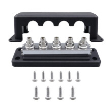 M8 Vermogensverdeelblok Buss Bar 24V Buss Bar 600A Elektrische Klemmenblok voor Vrachtwagen Boot Auto RV Zwart