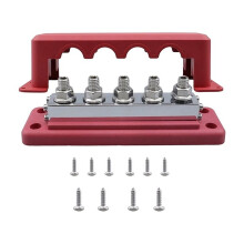 M8 Power Distribution Block Bus Bar 24V Buss Bar 600A Electrical Terminal Block for Truck Boat Car  RV Red