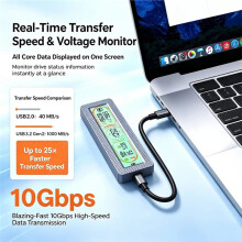 Gabinete para SSD M.2 com Tela Inteligente, Monitoramento de Saúde Do SSD em Tempo Real, USB 3.2 Gen 2 10Gbps, para Gabinete de SSD M.2 NVMe PCI-e
