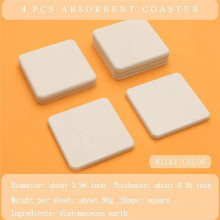 Absorbent Diatomite Drink Coasters Set of 8, Fast Water Absorption in Seconds, Non-Slip Heat Insulation Square