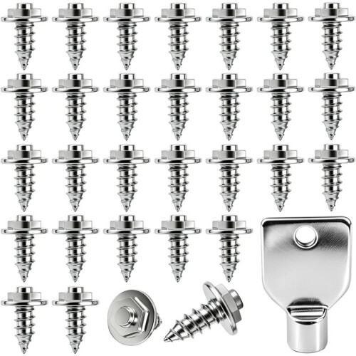 30PCS Wading Boot Studs with Carbide Cleats, Screw-in Traction Kit & Tool for Rubber or  Soles