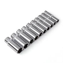 3/8 Inch Deep Socket Set CR-V 10-19mm Deep Socket Adapter Torque Ratchet Socket Wrench Repair Hand Tool Long