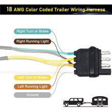 Arnés de Cableado para Remolque de 35 Pies, 4 Pines y 5 Cables, Kit de Luces de Remolque Tipo Horquilla con Enchufe Conector para Luces Traseras, de