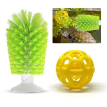 Turtle Tank Cleaning Brush Suction Scrubber Aquarium Decor Tool for Turtle Shell Care Feeding Accessories