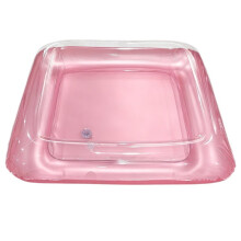 Bar Gonfiabile per Piscina: Bar da Servizio da Esterno con Tappo di Scarico, Raffreddatore per Bevande con Tavolo per Ghiaccio per Feste Rosa
