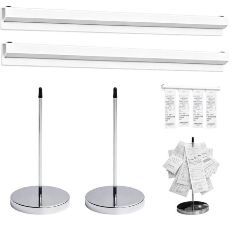2pcs Tab Grabber No Drill Kitchen Order Holder with 2 Ticket Spike Wall-Mounted Ticket Rail Rack for Tabs Papers 30cm