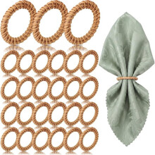 50Pcs Boho Woven Rattan Napkin Rings Bulk Rustic Style Round Dining Table Napkin Holders for Banquet Home Wedding