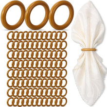 100 Pcs Decorative Wooden Napkin Rings Exquisite Round Dining Table Napkin Holder Buckles for Dining Wedding Party