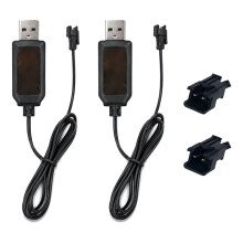 4pcs 3.7V Battery Charger RC Car with SM-2P USB Cable, Li-Ion Charger Built-in Indicator & Protection for RC Toys