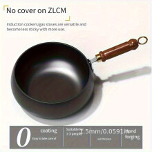 (24CM without cover) Handmade Traditional Iron Pot with Large Belly, Mirror Surface, Non-stick, No Coating, Splash-proof, from the Source