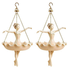2pcs Multifunctional Indoor Planter Resin Dancer Flower Holder with Top Hook and Three Chains, Decorative Plant Display