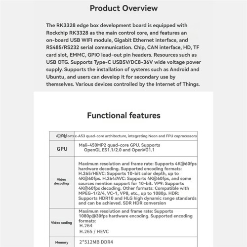 RK3328 Industrial Computer  Computing Box Ethernet Wi-Fi CAN 2-in 2-Out WiFi Ethernet Controller