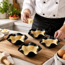 6 Pcs Nonstick Taco Shell Bowl 6.5 Inch Tortilla Pan Set Black Tostada Shells Pans, Taco Bowl for Home Baking